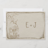 Rustikale Romantik Brown Paper Lovebirds Wedding Einladung (Rückseite)