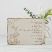 Rustikale Romantik Brown Paper Lovebirds Wedding Einladung (Stehend Vorderseite)