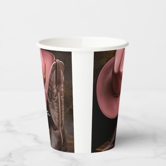Rustikale Romantik: Cowboy Boots & Rose Hat Weddin Pappbecher (Links)