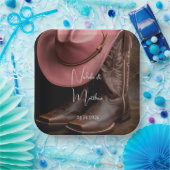 Rustikale Romantik: Cowboy Boots & Rose Hat Weddin Pappteller (Party)