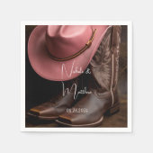 Rustikale Romantik: Cowboy Boots & Rose Hat Weddin Serviette (Vorderseite)
