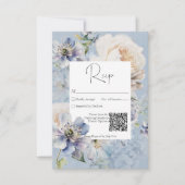 Rustikale Romantik Dusty Blue White Floral RSVP Karte (Vorderseite)