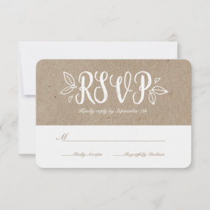 Rustikale Romantik Faux-Kraftpapier-RSVP RSVP Karte