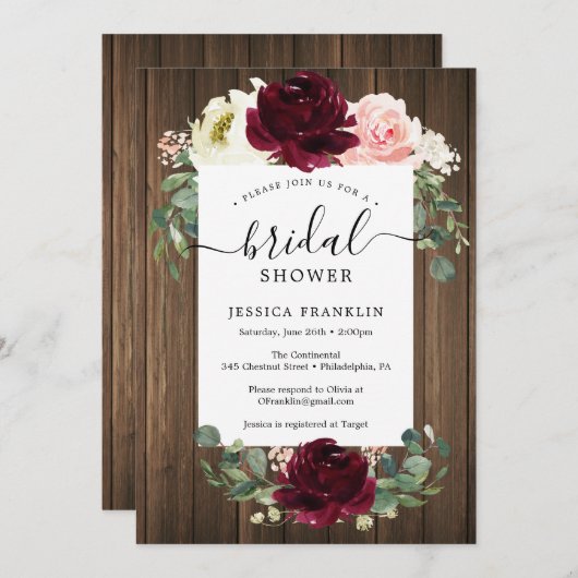 Rustikale Romantik Grüne Bridal Dusche Einladung (Vorne/Hinten)