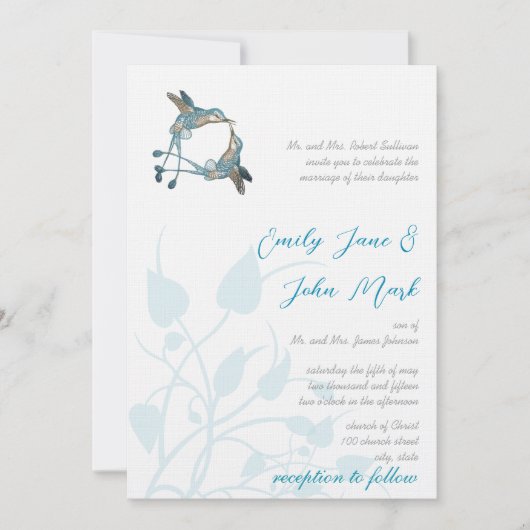 Rustikale Romantik Hummingbird Kiss Liebe BirdWedd Einladung (Vorderseite)