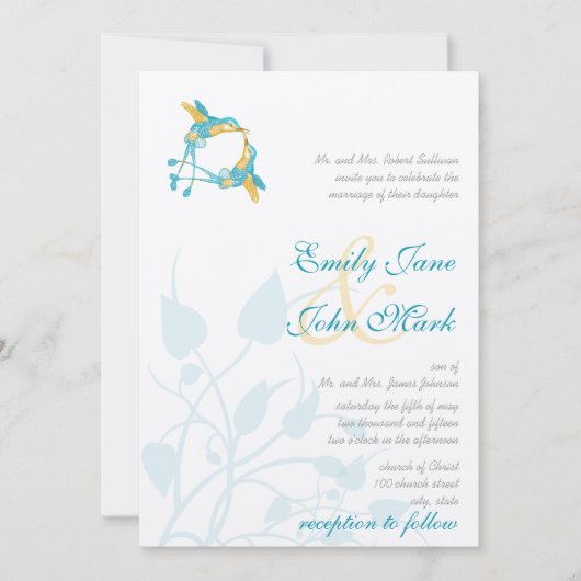 Rustikale Romantik Hummingbird Kiss Liebe BirdWedd Einladung (Vorderseite)