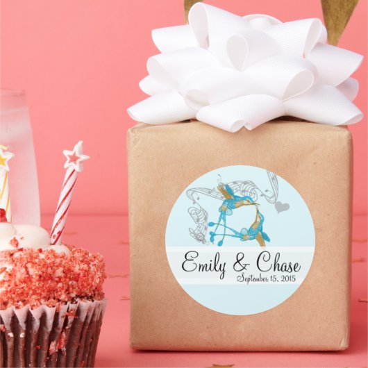 Rustikale Romantik Hummingbird Kiss Liebe BirdWedd Runder Aufkleber (Party)