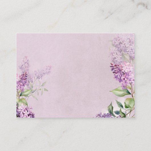 Rustikale Romantik Lila & Sage Lilacs Details Begleitkarte (Rückseite)