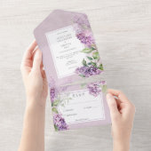 Rustikale Romantik Lila & Sage Lilacs Kein Abendes All In One Einladung (Abreißen)