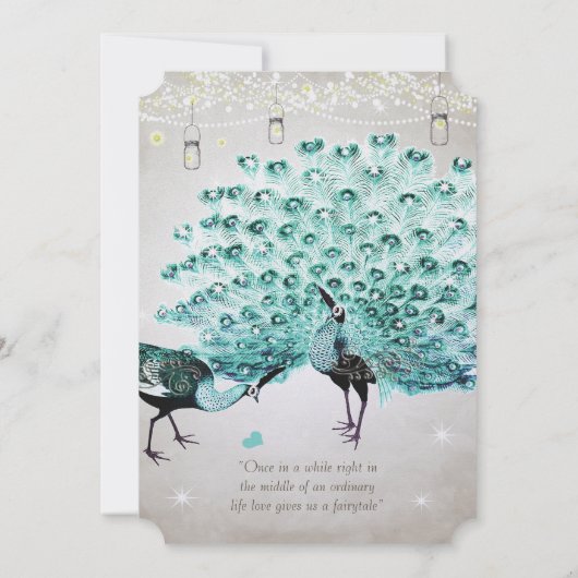 Rustikale Romantik Mason Jar Mint Peacock Wedding Einladung (Rückseite)