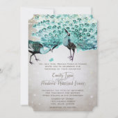 Rustikale Romantik Mason Jar Mint Peacock Wedding Einladung (Vorderseite)