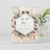 Rustikale Romantik Mason Jar Wedding Save The Date (Stehend Vorderseite)