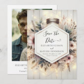Rustikale Romantik Mason Jar Wedding Save The Date (Vorne/Hinten)