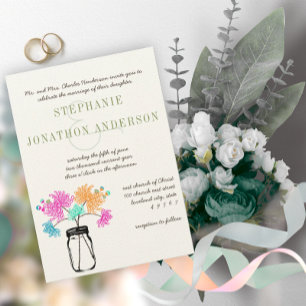 Rustikale Romantik Mason Jar Wild Blume Wedding Einladung