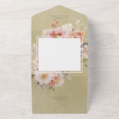 Rustikale Romantik Rosa und Rosa Rose Grün Abendes All In One Einladung (Außenbereich)