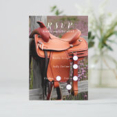 Rustikale Romantik: Sattel auf dem Zaun RSVP Karte (Stehend Vorderseite)