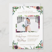 Rustikale Romantik Schöne Hochzeit mit zwei Fotos Einladung (Vorderseite)