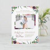 Rustikale Romantik Schöne Hochzeit mit zwei Fotos Einladung (Stehend Vorderseite)