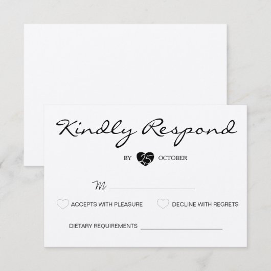 Rustikale Romantik Suite Wedding RSVP Card (Vorne/Hinten)