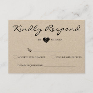 Rustikale Romantik Suite Wedding RSVP Card Karte
