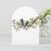 Rustikale romantische Aquamarine Love Bird Pink Aq Einladung (Stehend Vorderseite)