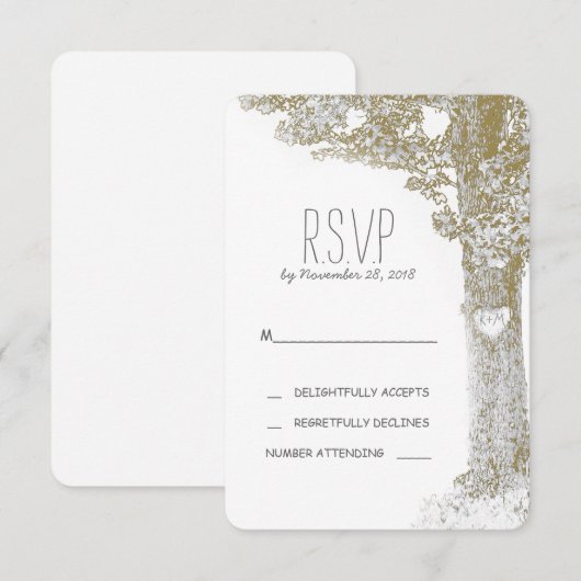 Rustikale romantische Baumhochzeit RSVP Karten (Vorne/Hinten)
