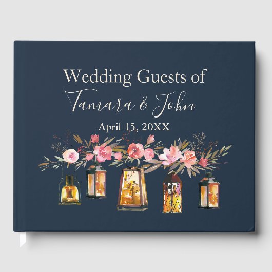 Rustikale romantische Hochzeit der Navy Gästebuch (Vorderseite)