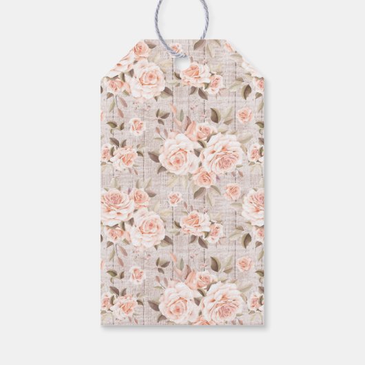 Rustikale Romantische Rose Garden Wedding Personal Geschenkanhänger (Rückseite)