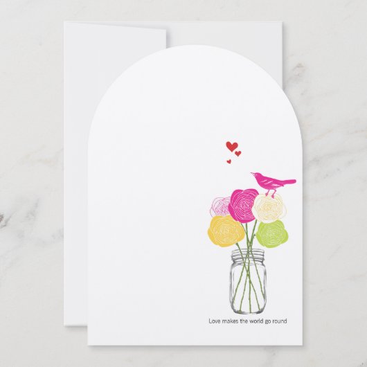 Rustikale Romantische Rose Mason Jar Love Bird Einladung (Rückseite)