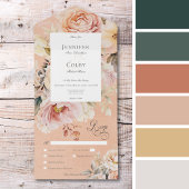 Rustikale Romantische Rose Rosa und Rosa Pfirsiche All In One Einladung