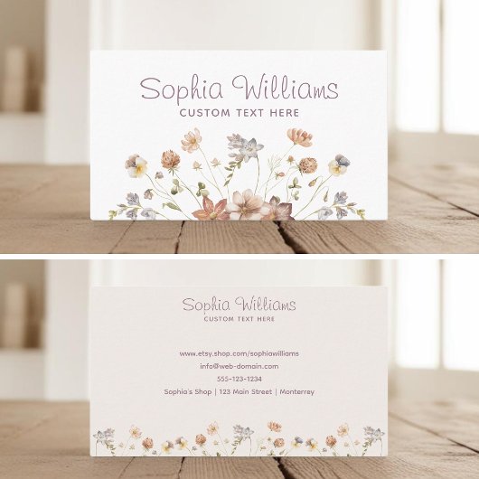 Rustikale romantische Wildblumen Visitenkarte