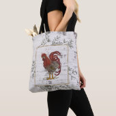Rustikale Rooster Brick Background Tasche (Von Nahem)