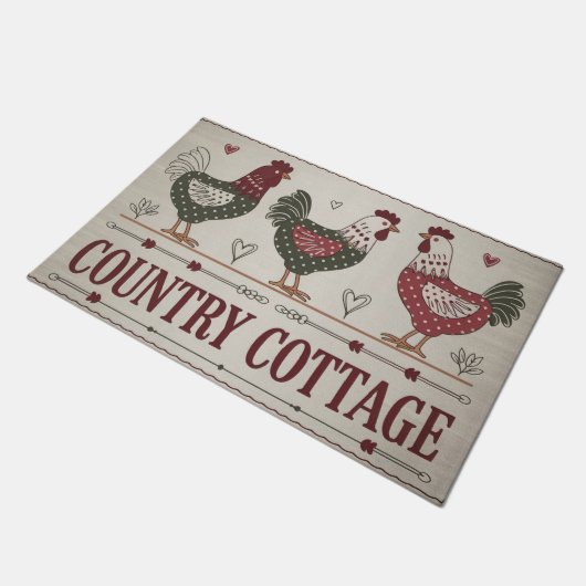 Rustikale Rooster Küche Fußmatte (Schrägansicht)