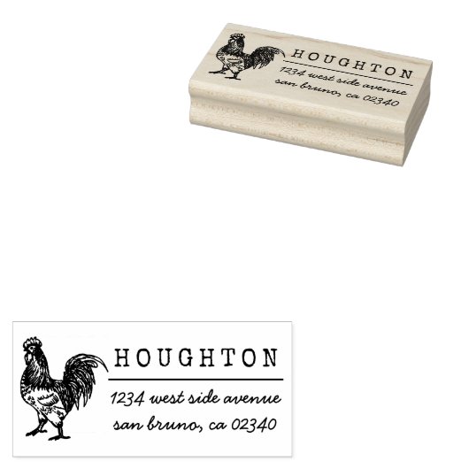 Rustikale Rooster-Rücksendeadresse Gummistempel (Stempel)