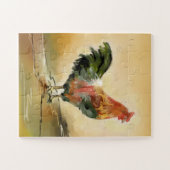 Rustikale Roostermalerei Puzzle (Horizontal)