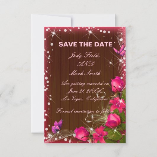 Rustikale, rosa, bläserne Save the Date Karte aus (Vorderseite)