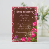 Rustikale, rosa, bläserne Save the Date Karte aus (Stehend Vorderseite)