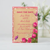 Rustikale, rosa, bläserne Save the Date Karte aus  (Stehend Vorderseite)