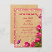 Rustikale, rosa, bläserne Save the Date Karte aus  (Vorne/Hinten)