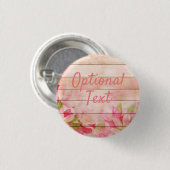 Rustikale rosa Blumen auf Holz Button (Vorne & Hinten)