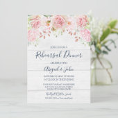 Rustikale rosa Blumen Hochzeitsprobe-Dinner Einladung (Stehend Vorderseite)