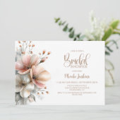 Rustikale rosa Blumen-Junggesellinnenabschied Einladung (Stehend Vorderseite)