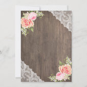 Rustikale rosa Blumen-Maurer-Glas-Spitze-Hochzeit Einladung (Rückseite)