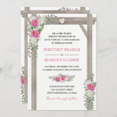 Rustikale Rosa Blumenarche feierliche Hochzeit Einladung (Vorne/Hinten)