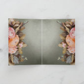 Rustikale Rosa Blumengrün Vintage Hochzeit Einladung (Innenseite)