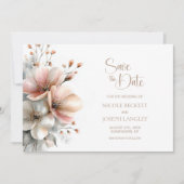 Rustikale rosa Blumenhochzeit - Termin vormerken Save The Date (Vorderseite)