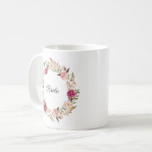 Rustikale rosa Blumenhochzeits-Party-Tasse - Braut Kaffeetasse (Vorderseite Links)