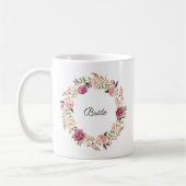 Rustikale rosa Blumenhochzeits-Party-Tasse - Braut Kaffeetasse (Links)