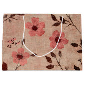 Rustikale Rosa Blumenleinwand-Muster (4) Große Geschenktüte (Vorderseite)