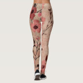 Rustikale Rosa Blumenleinwand-Muster (4) Leggings (Rückseite)